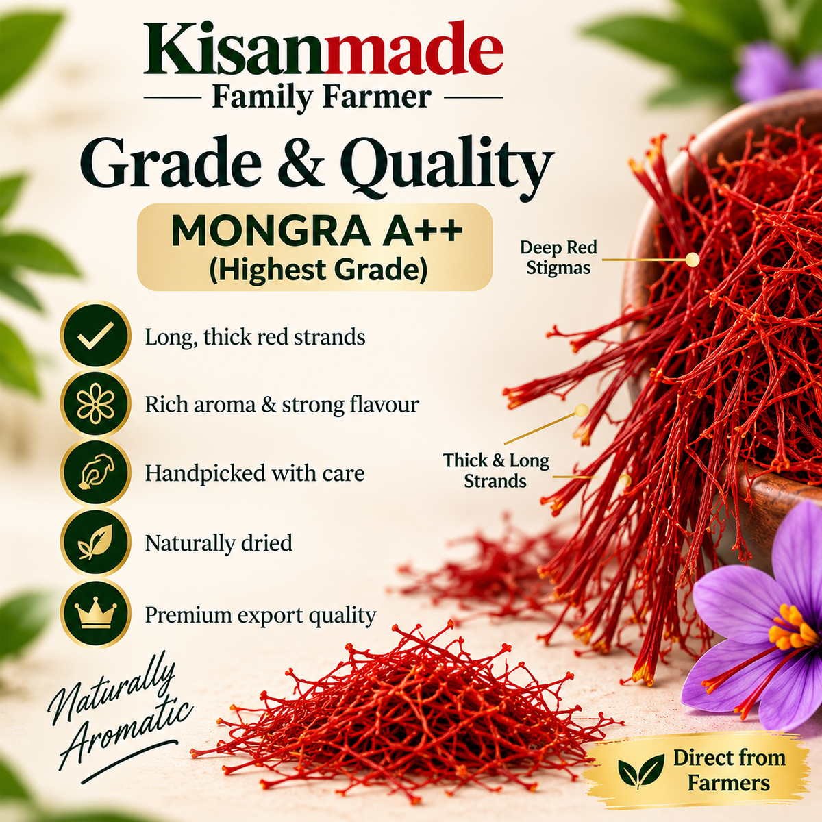 Premium Kashmiri Saffron Mongra  A ++