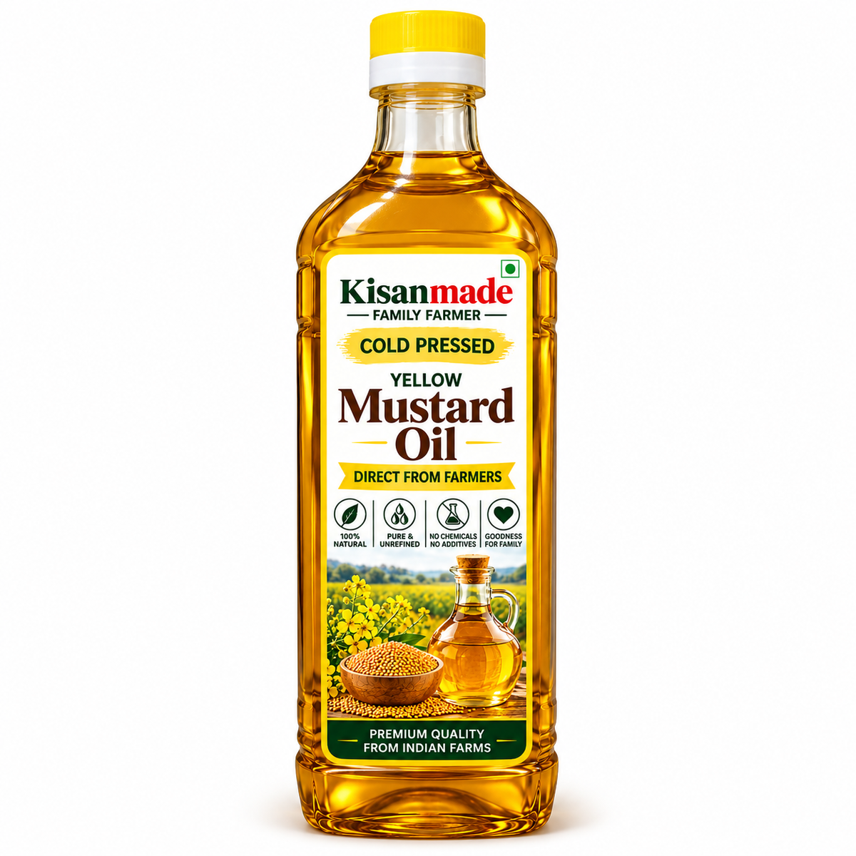 Kisanmade Yellow Mustard Oil | Rich Aroma & Traditional Taste